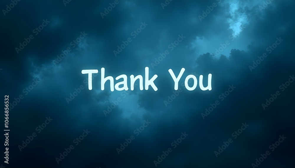 Thank You Text Storm Blue Clouds and Shining Stars Thank You Text Storm Blue Clouds and Shining Stars