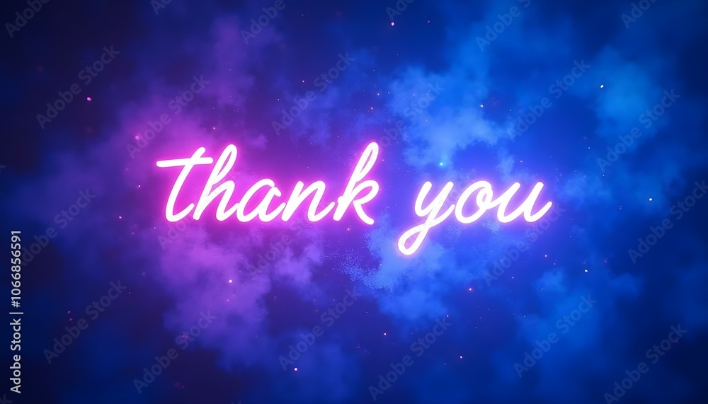 Thank You Text Pink Starry Universe with Blue Clouds and Shining Stars Thank You Text Pink Starry Universe with Blue Clouds and Shining Stars
