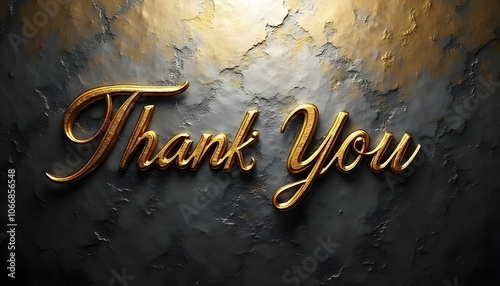 Thank You Text in Gold 3D Cartoon Explosion with a Bright Expression