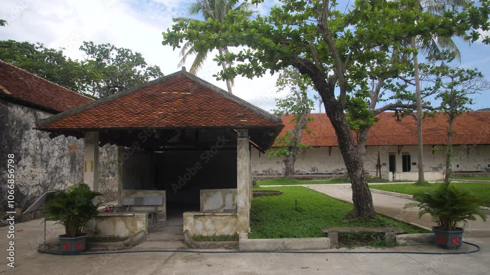 Colonial building at Phu Hai Camp, Con Dao Island, Vietnam, with historic architecture Colonial building at Phu Hai Camp, Con Dao Island, Vietnam, with historic architecture