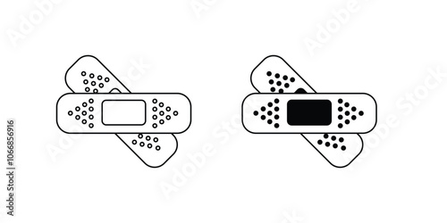 band aid set icon with white background vector stock illustration