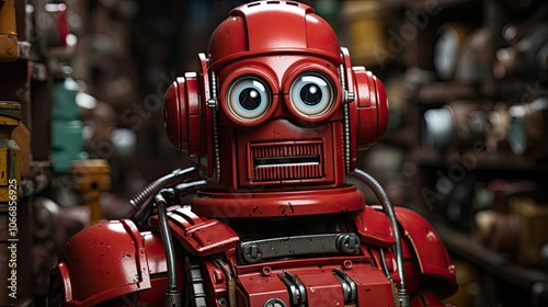 red robot HD 8K wallpaper Stock Photographic Image