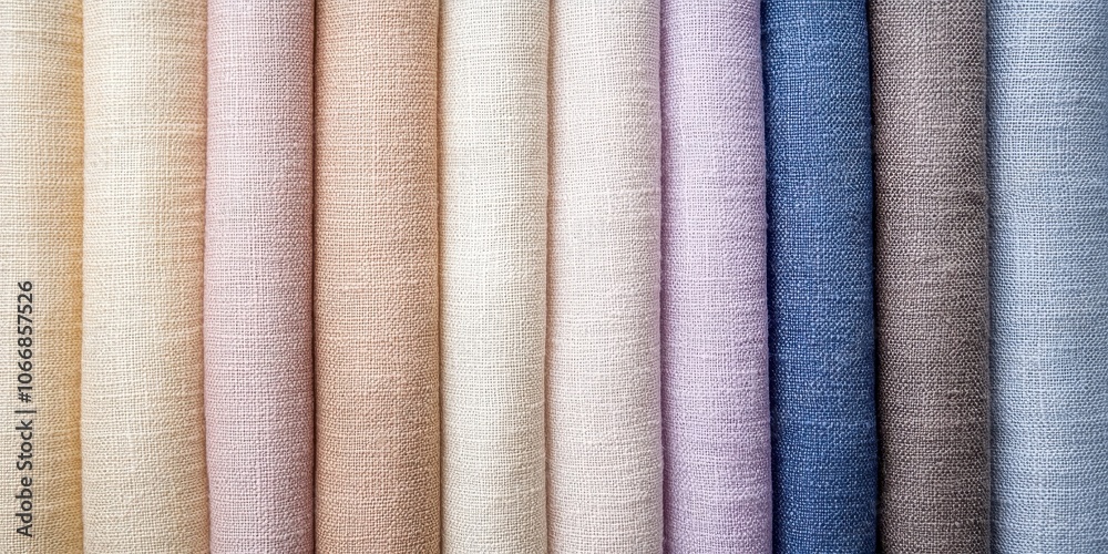 Colorful fabric textures arranged in neat parallel lines on a white isolated background. Colorful fabric textures arranged in neat parallel lines on a white isolated background.