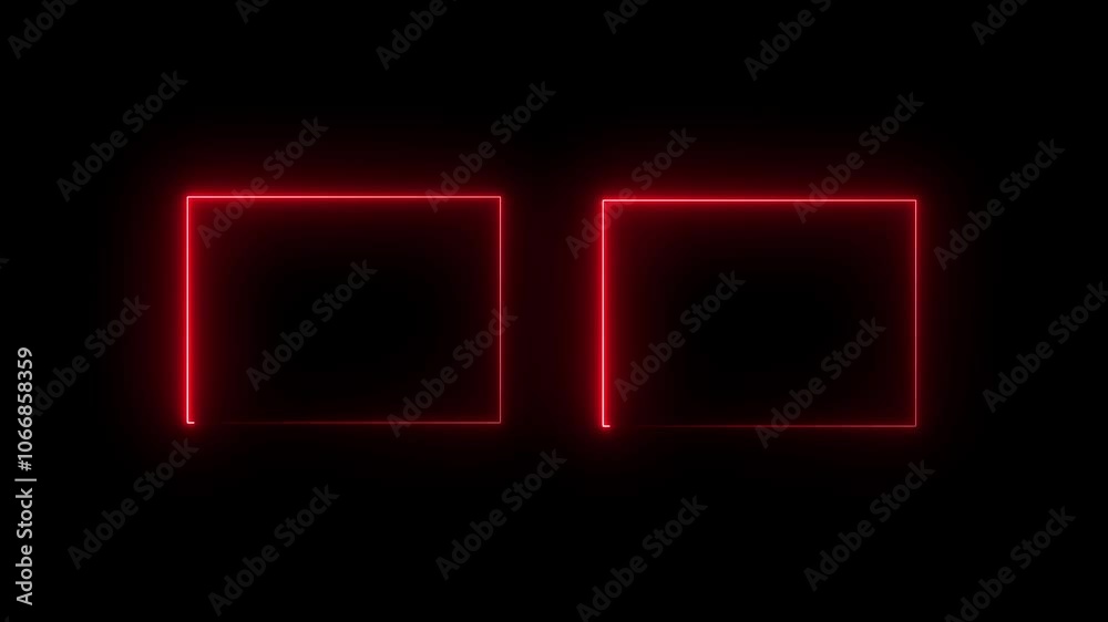 Neon glowing Rectangle Border icon animation. neon rectangle frame icon. Abstract neon glowing square line frame Neon glowing Rectangle Border icon animation. neon rectangle frame icon. Abstract neon glowing square line frame