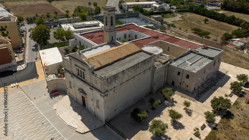 Aerial view of the Papal Basilica of the Madonna dei Martiri in Molfetta, in the province of Bari, Puglia, Italy. The church is a minor papal basilica.