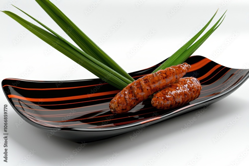 3D Stylized Lemongrass Illustration on Plate 3D Stylized Lemongrass Illustration on Plate