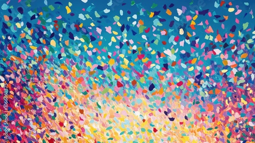 A vibrant shower of colorful confetti dances through the air capturing the joyful essence of a festive holiday celebration perfect for a cheerful wallpaper