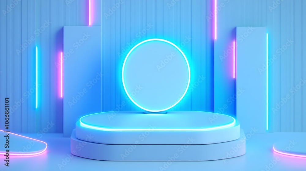 Modern Neon Icon with Vibrant Circular Design