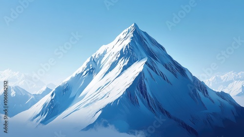 Wallpaper Mural Breathtaking snow capped mountain peak against a clear blue sky showcasing a serene winter landscape Torontodigital.ca