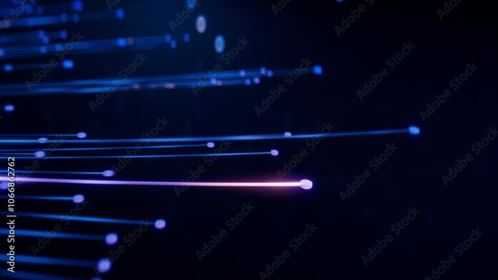 Dynamic 3D Animation of Flying Through Colorful Branching AI Neural Network Following a Token. Visualization of Artificial Intelligence, Complex Algorithms, Chatbot, Machine Learning and LLM