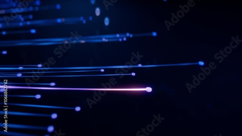 Dynamic 3D Animation of Flying Through Colorful Branching AI Neural Network Following a Token. Visualization of Artificial Intelligence, Complex Algorithms, Chatbot, Machine Learning and LLM