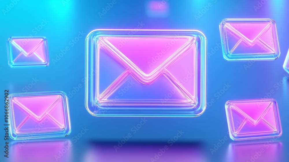 Neon Email Icon with Colorful Background Neon Email Icon with Colorful Background
