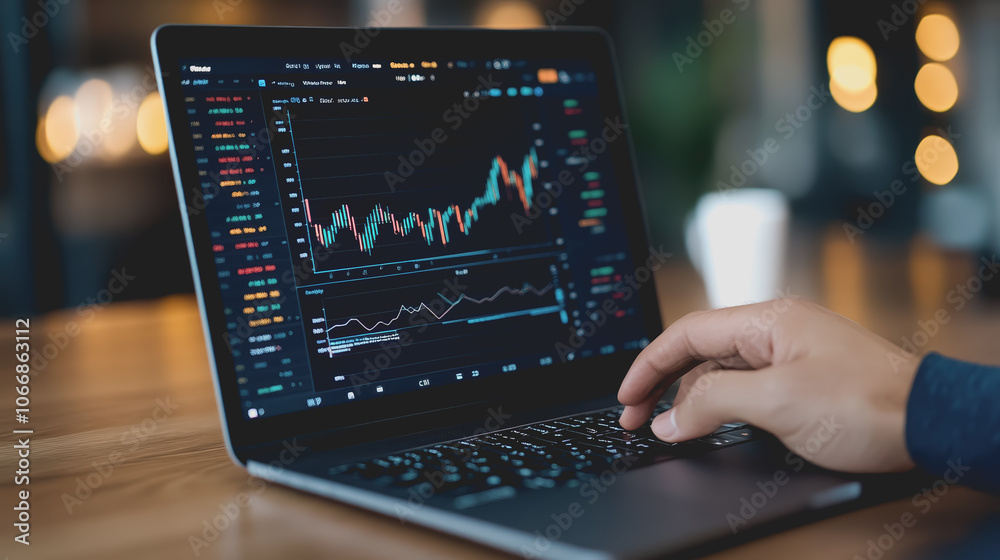 Currency Analysis with Charts and Graphs on Laptop Screen Currency Analysis with Charts and Graphs on Laptop Screen