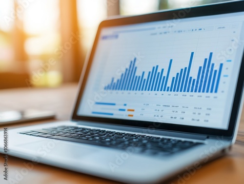 Corporate Annual Profit Projection on Laptop Display