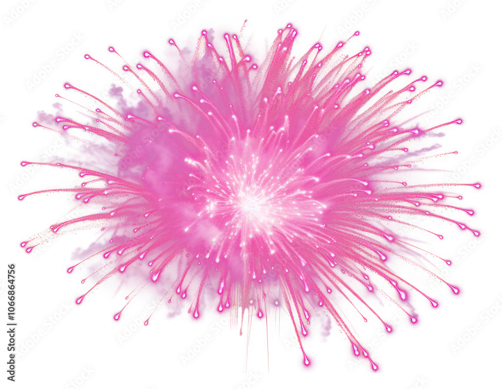Obraz premium PNG Pink fireworks launching in the sky black background illuminated celebration.