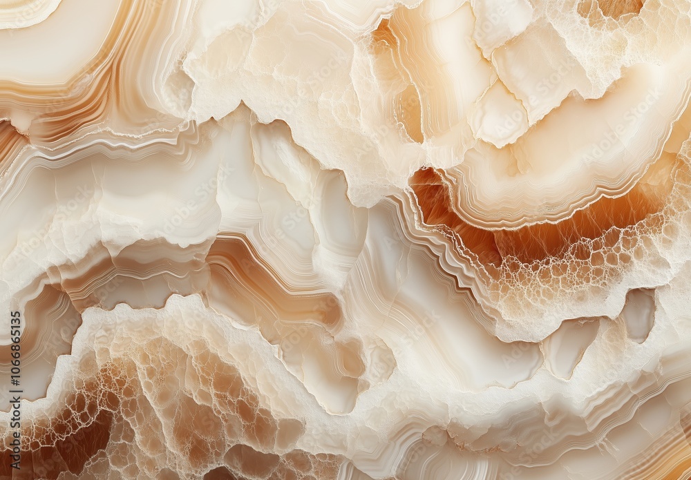 A large, textured stone with a pattern of brown and white swirls A large, textured stone with a pattern of brown and white swirls