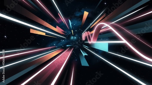 Wallpaper Mural Futuristic abstract artwork featuring dynamic lines and shapes creating a sense of controlled chaos in void space Torontodigital.ca