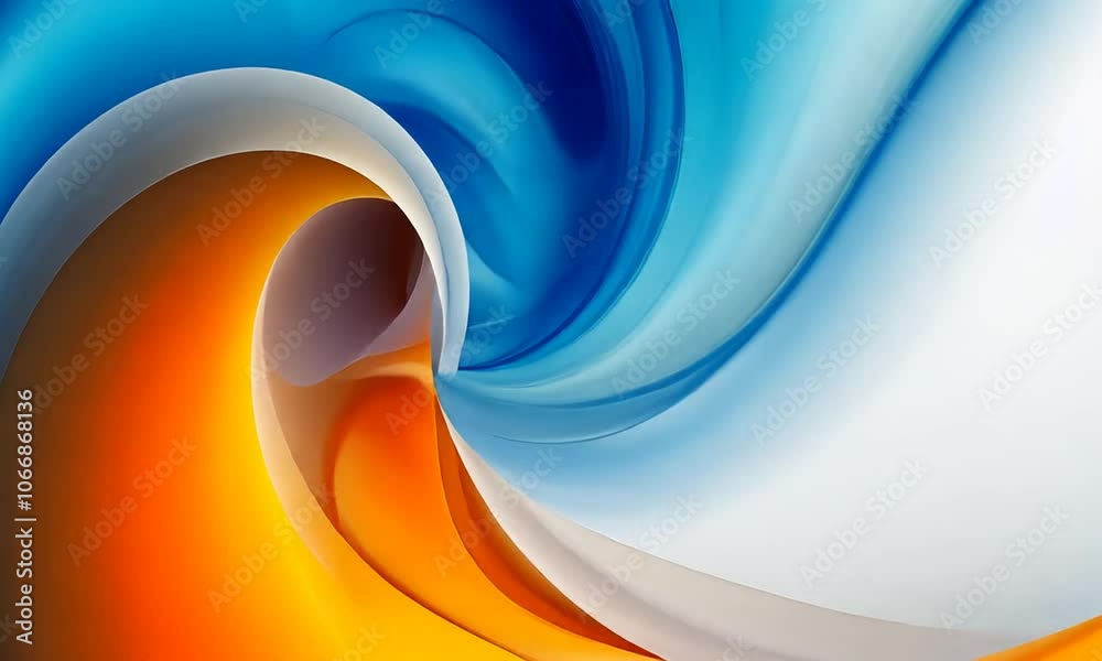Abstract wave design with blue and orange hues, creating a dynamic and fluid visual effect.