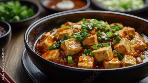 Delicious Mapo Tofu with Chopped Green Onions