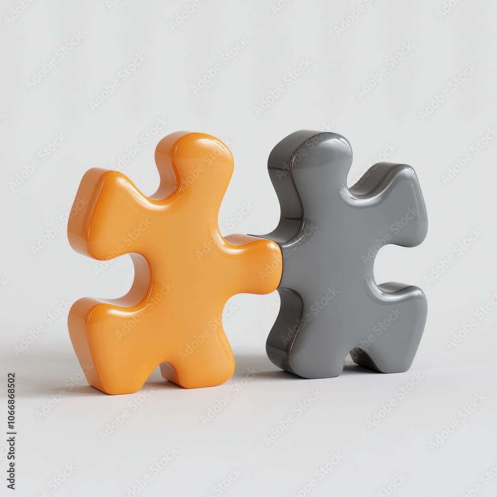 Obraz premium Two 3D Puzzle Pieces Joined Together
