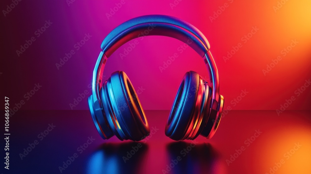 Headphones in Neon Light Headphones in Neon Light