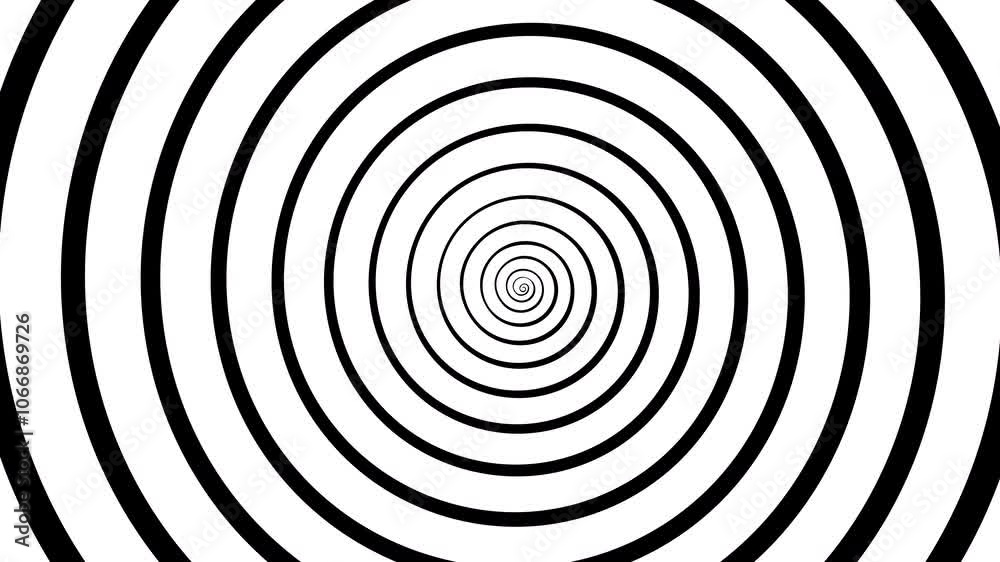 Animation buckle of a round spiral spinning in black and white Animation buckle of a round spiral spinning in black and white