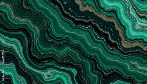 Mesmerizing green marble slab with flowing patterns and gilded accents