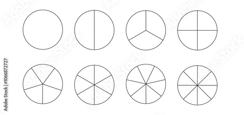 Chart with segments. Wheel division into sections, shape sectors. Vector infographic