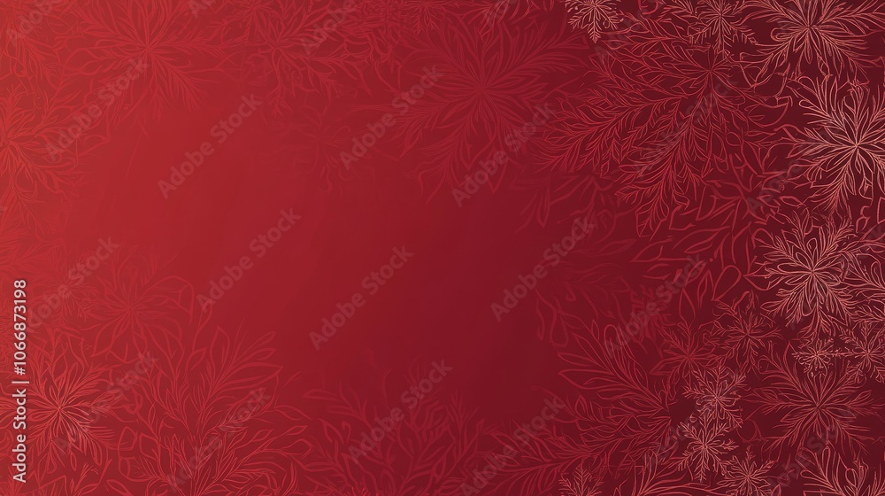 Festive Snowflake Pattern on Vibrant Red Background Festive Snowflake Pattern on Vibrant Red Background