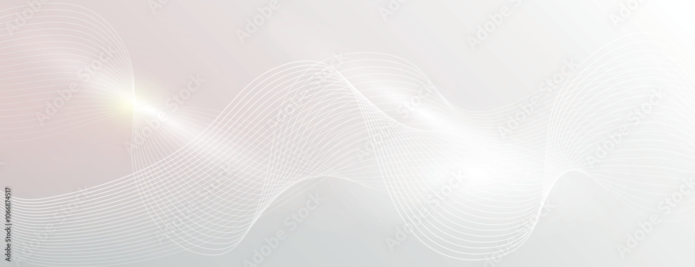 The background is a soft white background with wavy lines, creating a smooth, flowing texture. The white color enhances the serene background. Minimal abstract gradient wavy line vector background