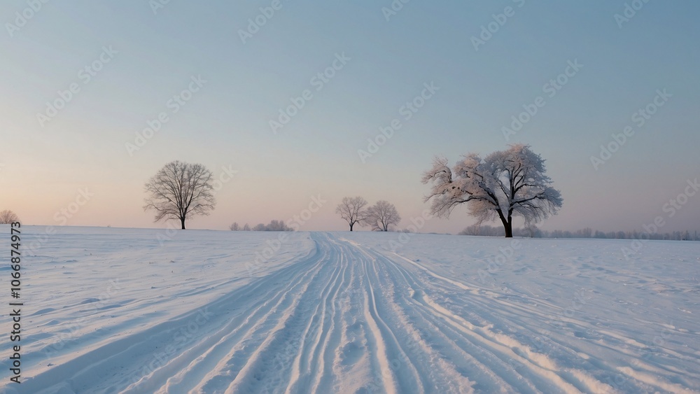Obraz premium 北の雪景色_雪原_03