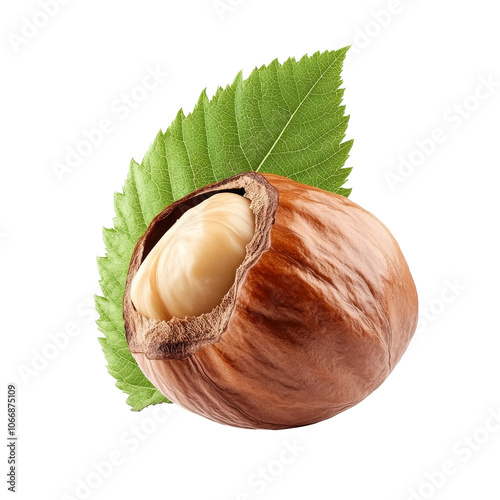 Fresh hazelnut with green leaf ready for harvest photo