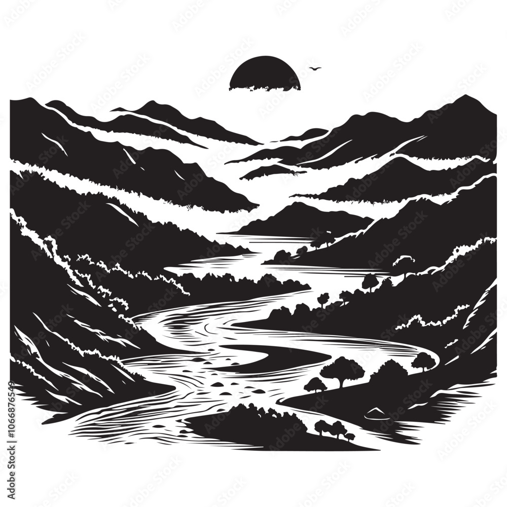 River silhouette vector illustration River silhouette vector illustration