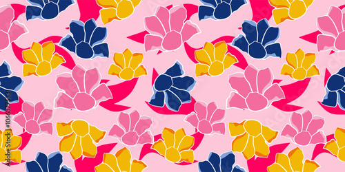 Flowers Seamless Pattern Hand drawn flowers, seamless patterns with floral for fabric, textiles