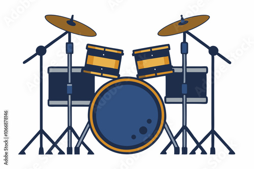 Beautiful drum set front view on white background vector illustration
