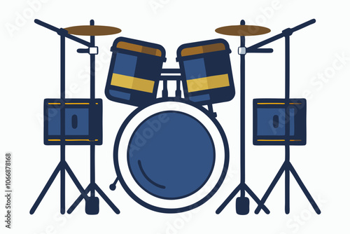 Beautiful drum set front view on white background vector illustration photo