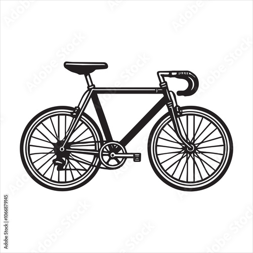 Bicycle Silhouette Clipart Design - Cycle Vector illustration in black and white