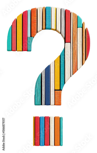 Explore the intriguing concept of curiosity through a colorful question mark design crafted from vibrant books transparent background