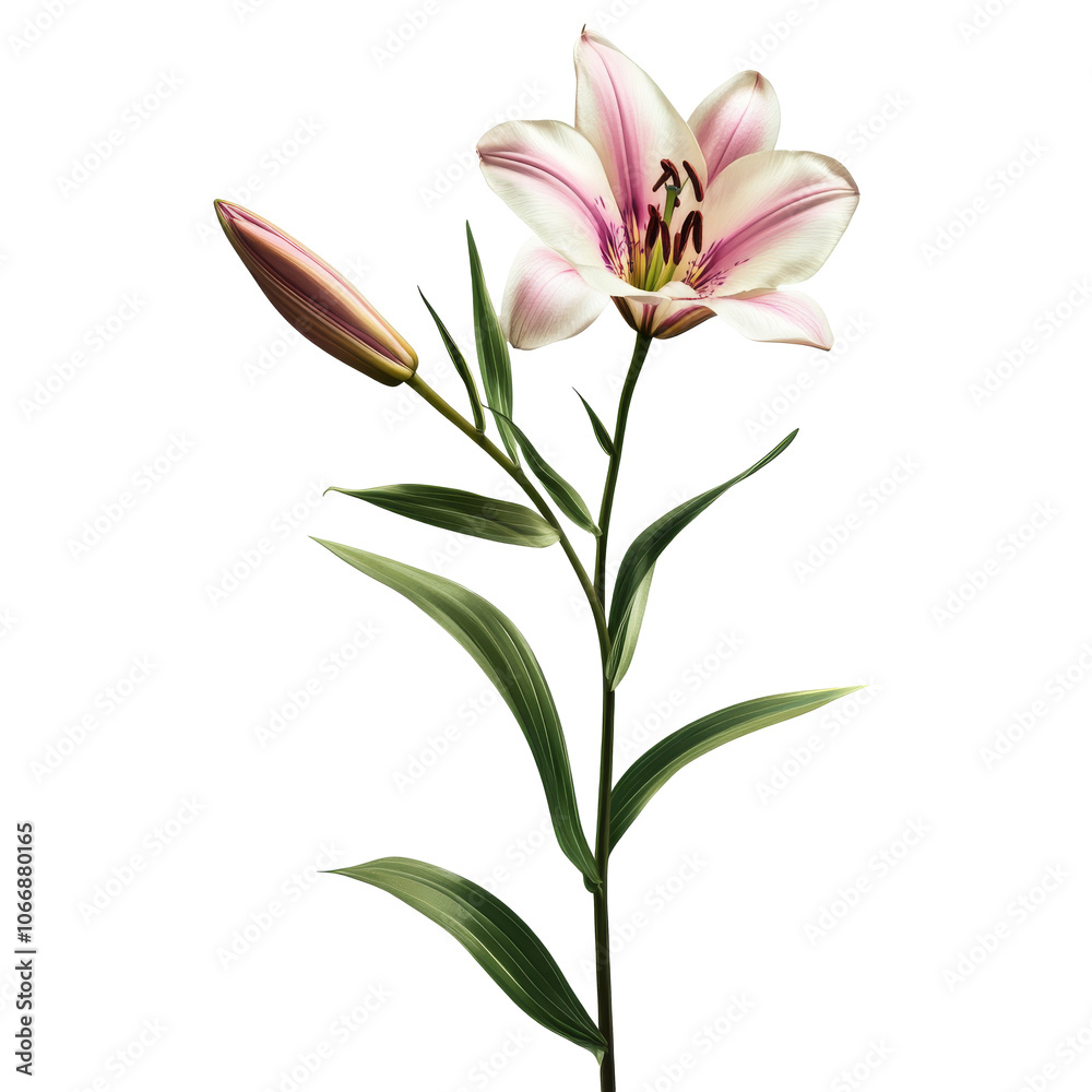 Beautiful pink lily flower with a budding blossom Beautiful pink lily flower with a budding blossom