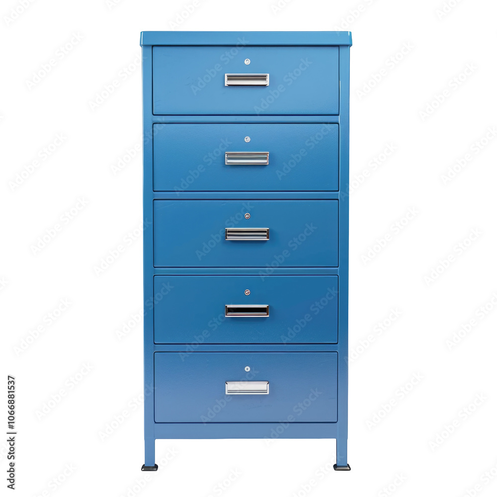 Blue Metal Filing Cabinet with Symbols Blue Metal Filing Cabinet with Symbols