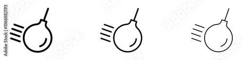 Demolition ball icon in stroke line.