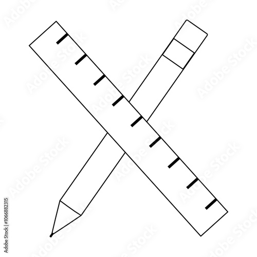 Pencil and ruler vector icon