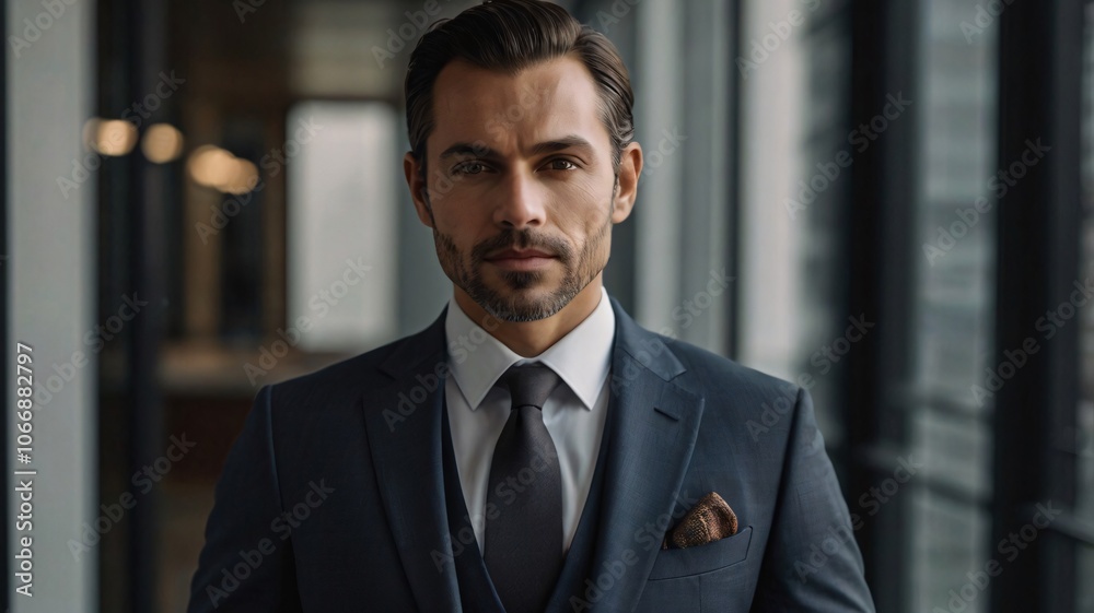 Confident businessman in suit looking at the camera. Confident businessman in suit looking at the camera.