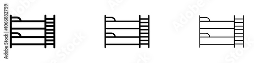 Bunk bed icon in stroke line.