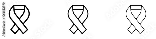 Cancer ribbon icon in stroke line.