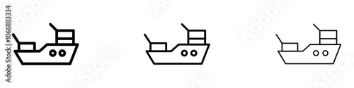 Warship icon in stroke line.