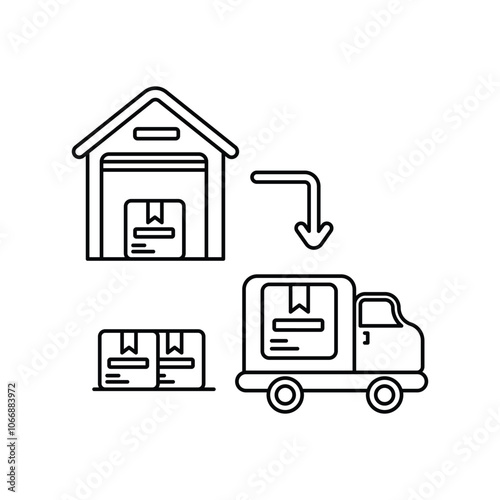 order fulfillment line icon with white background vector stock illustration