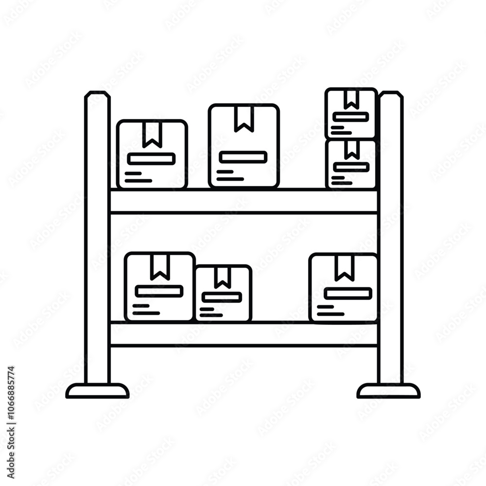 inventory line icon with white background vector stock illustration inventory line icon with white background vector stock illustration