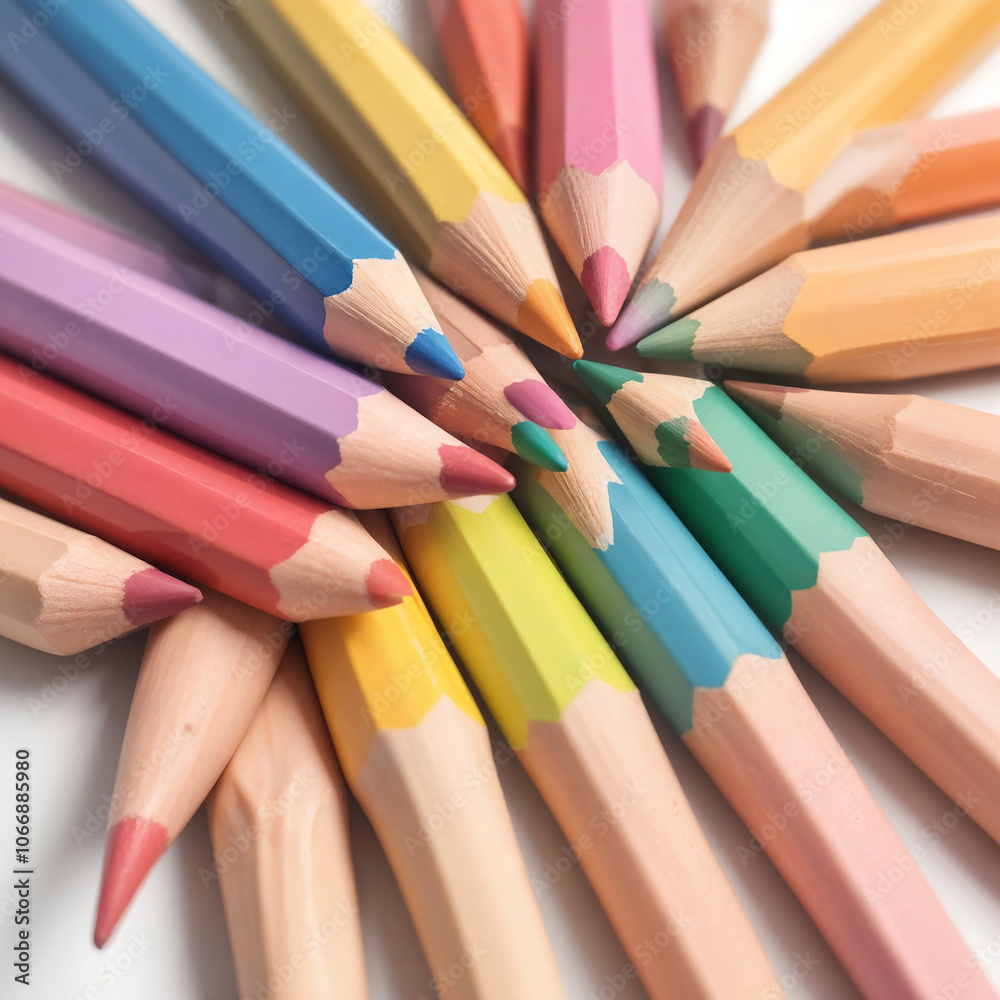 A set of colored pencils on a white background 4