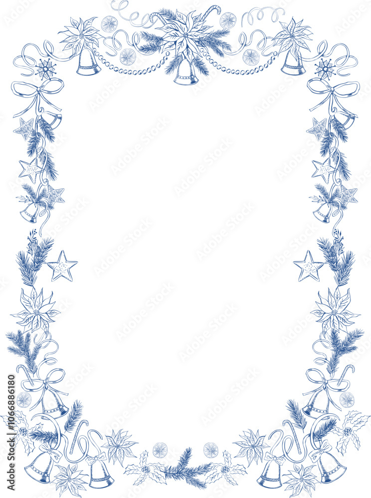 Blue Chinoiserie Christmas Line Art Frame. Hand-drawn Winter PNG Clipart. Ornate Christmas borders. Bell, Pine Tree. Blue Chinoiserie Christmas Line Art Frame. Hand-drawn Winter PNG Clipart. Ornate Christmas borders. Bell, Pine Tree.